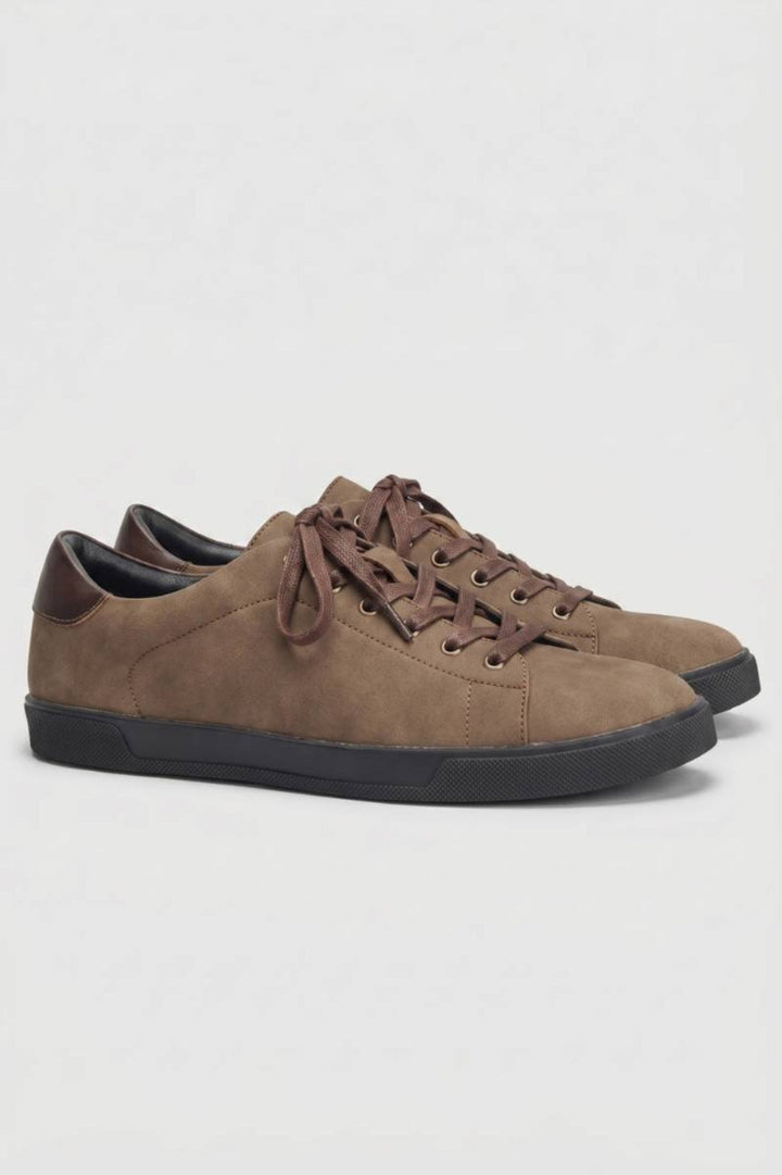 Men's Low-Top Suede-Look Sneakers | Minimalist Tonal Lace-Up, Urban Style