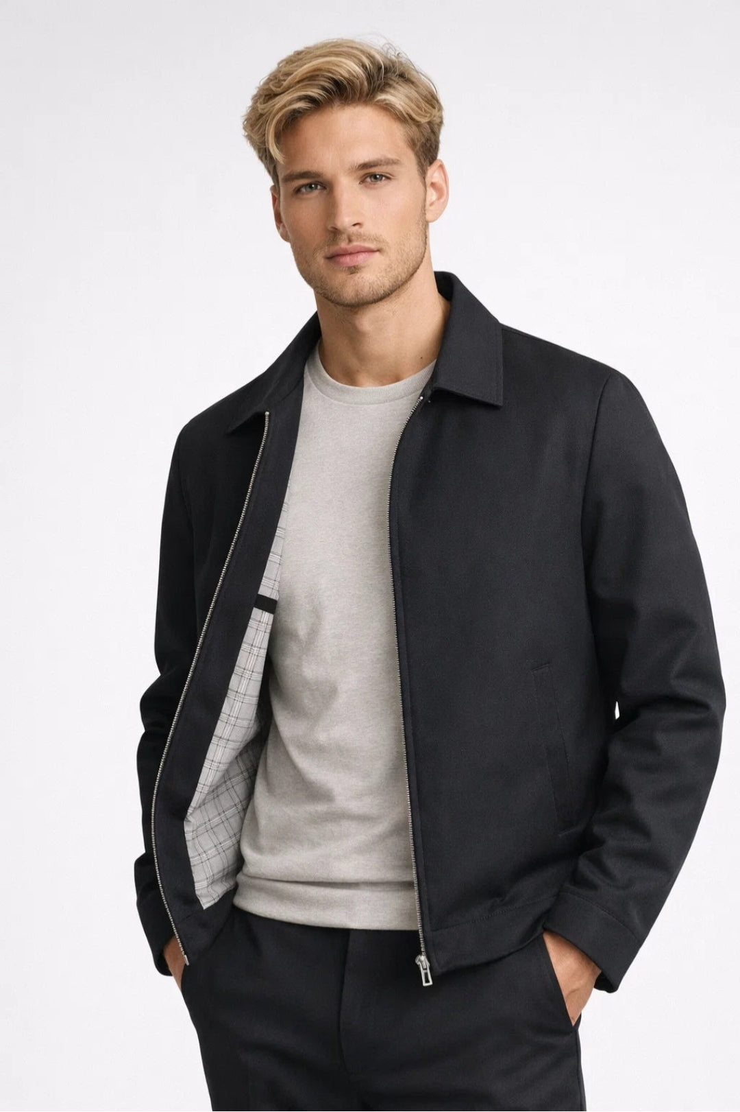 Men's Spring Jacket | Business Casual | Checkered Lining | An Elegant Look for the Office
