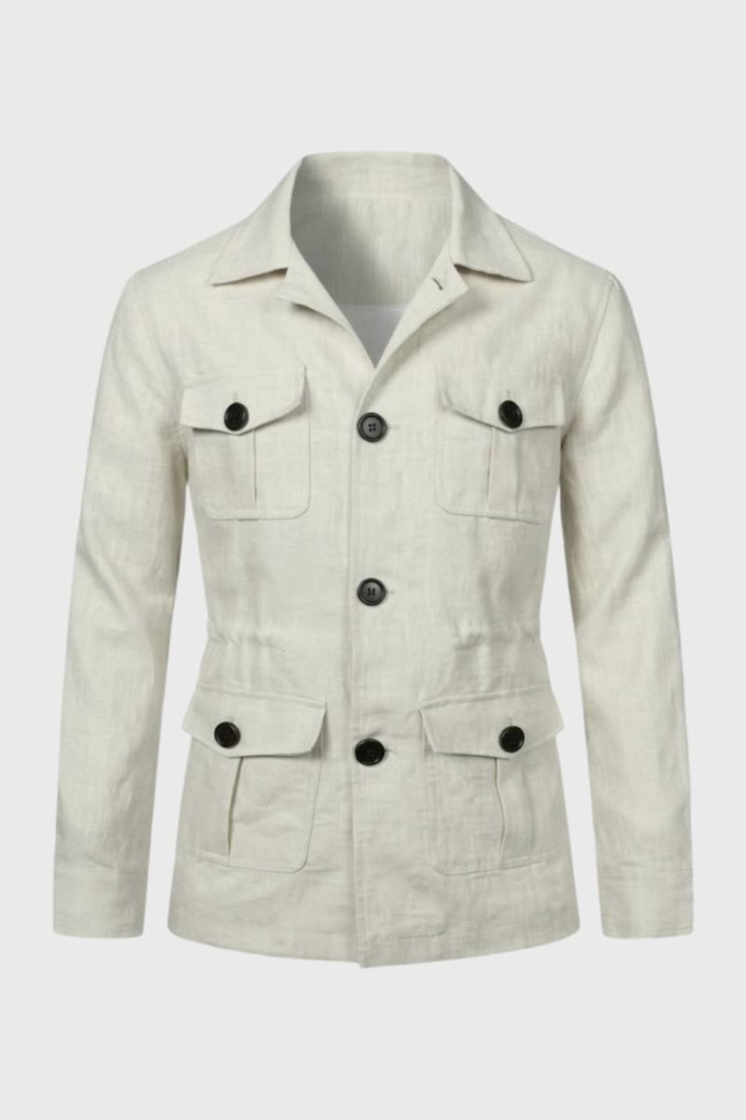 Men's straight-cut jacket | Military-safari style | Multiple pockets | Classic collar