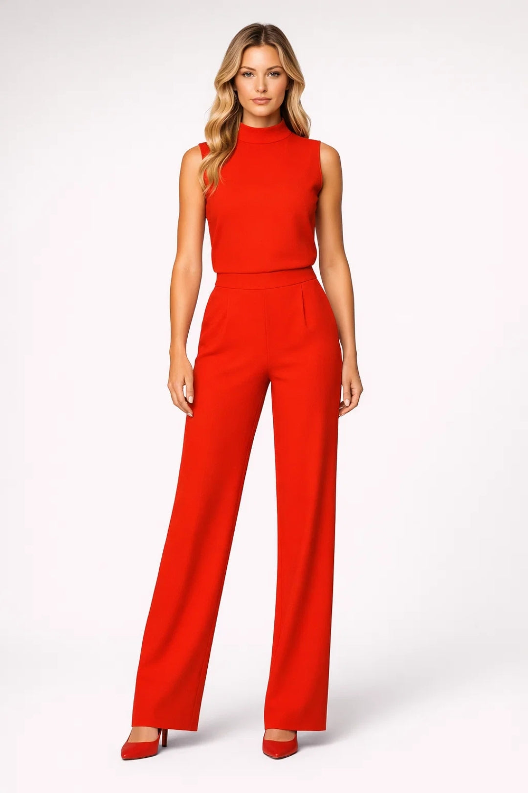 Women's 2 Piece Set - Sleeveless Top & Wide Leg Pants - Elegant Outfit