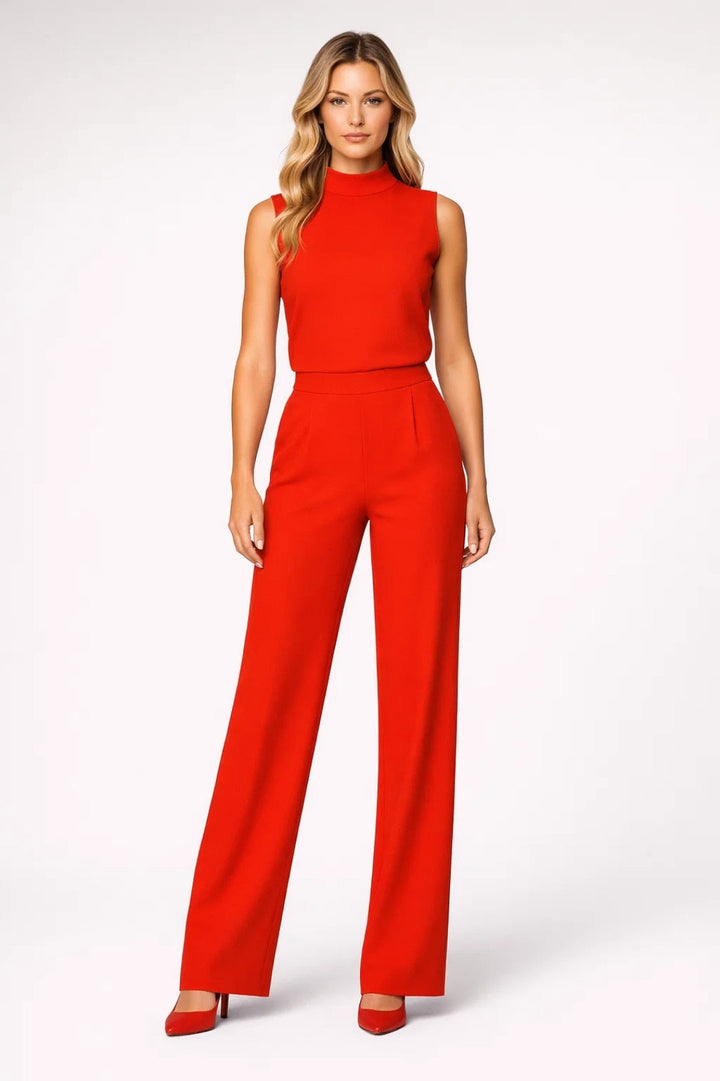 Women's 2 Piece Set - Sleeveless Top & Wide Leg Pants - Elegant Outfit