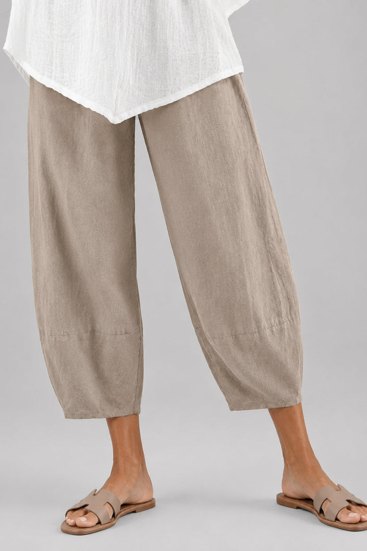 Women's loose-fit pants | Linen-look, balloon cut, elastic waistband