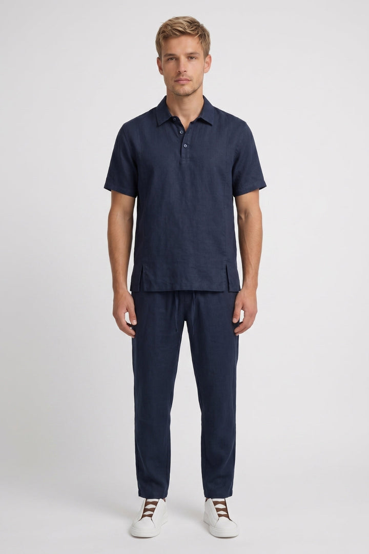 Men's 2 Piece Set - Straight Fit Short Sleeve Polo Shirt & Matching Pants - Casual Outfit