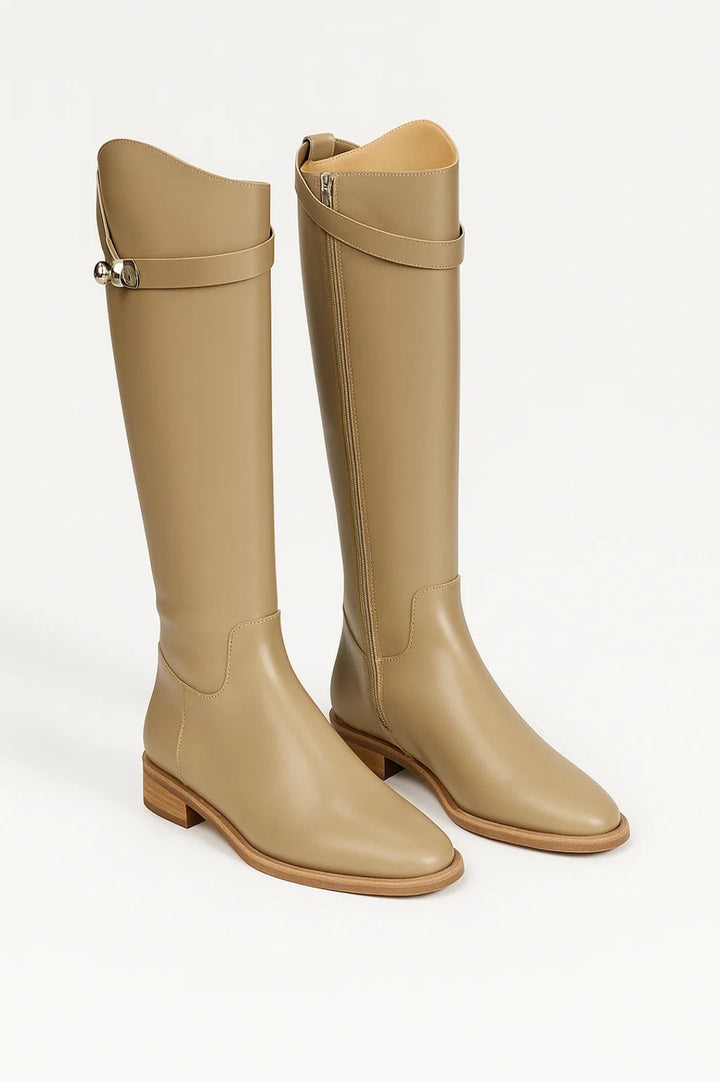 Women's Boots, Regular Fit | Black Leather-Look, High Shaft, and Low Block Heel