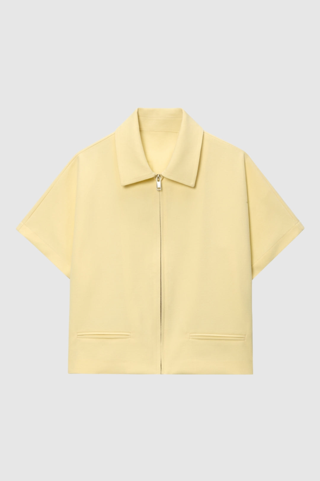 Short Women's Jacket | Front zipper, lapel collar, short sleeves, casual style