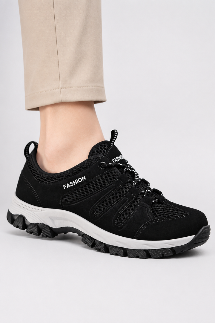 Women's Comfort Fit Sneakers - Breathable Mesh with Quick Lace & Non-Slip Sole