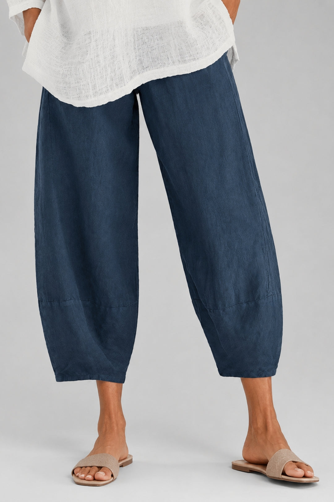 Women's loose-fit pants | Linen-look, balloon cut, elastic waistband