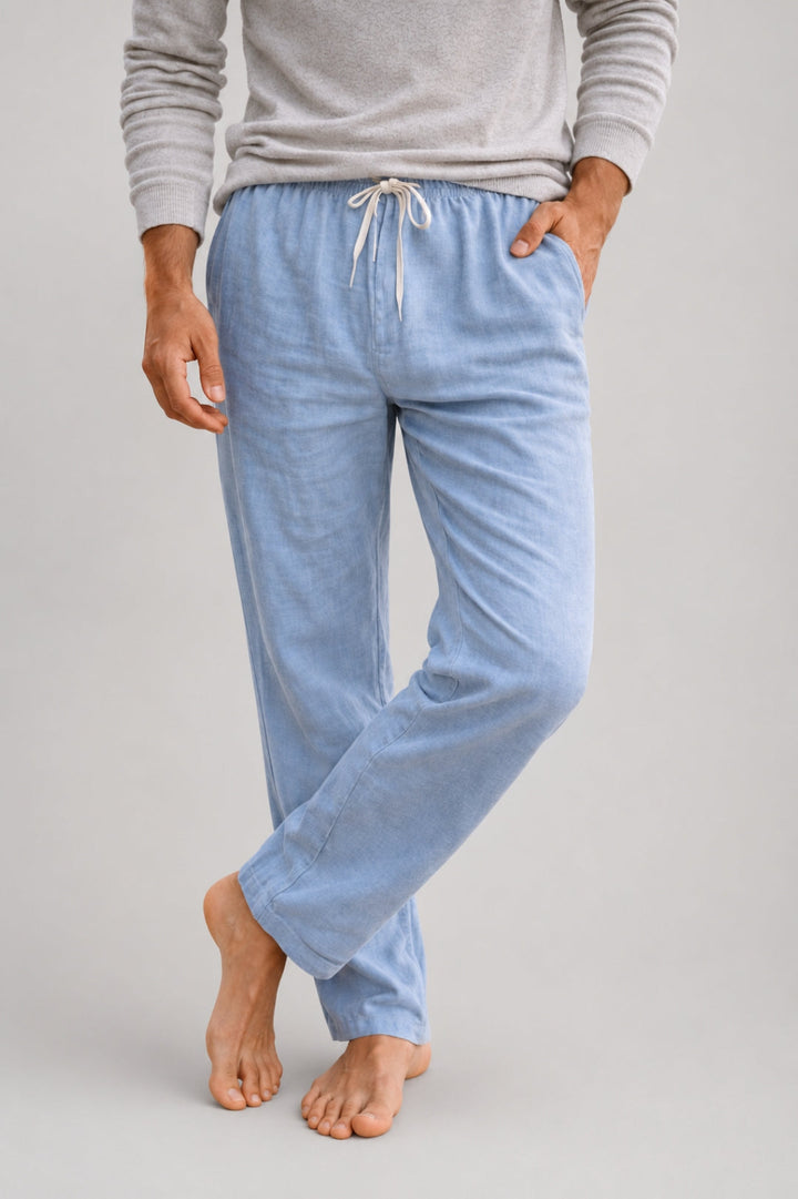Men's Boho Linen-Style Pants | Drawstring Waist, Side Pockets