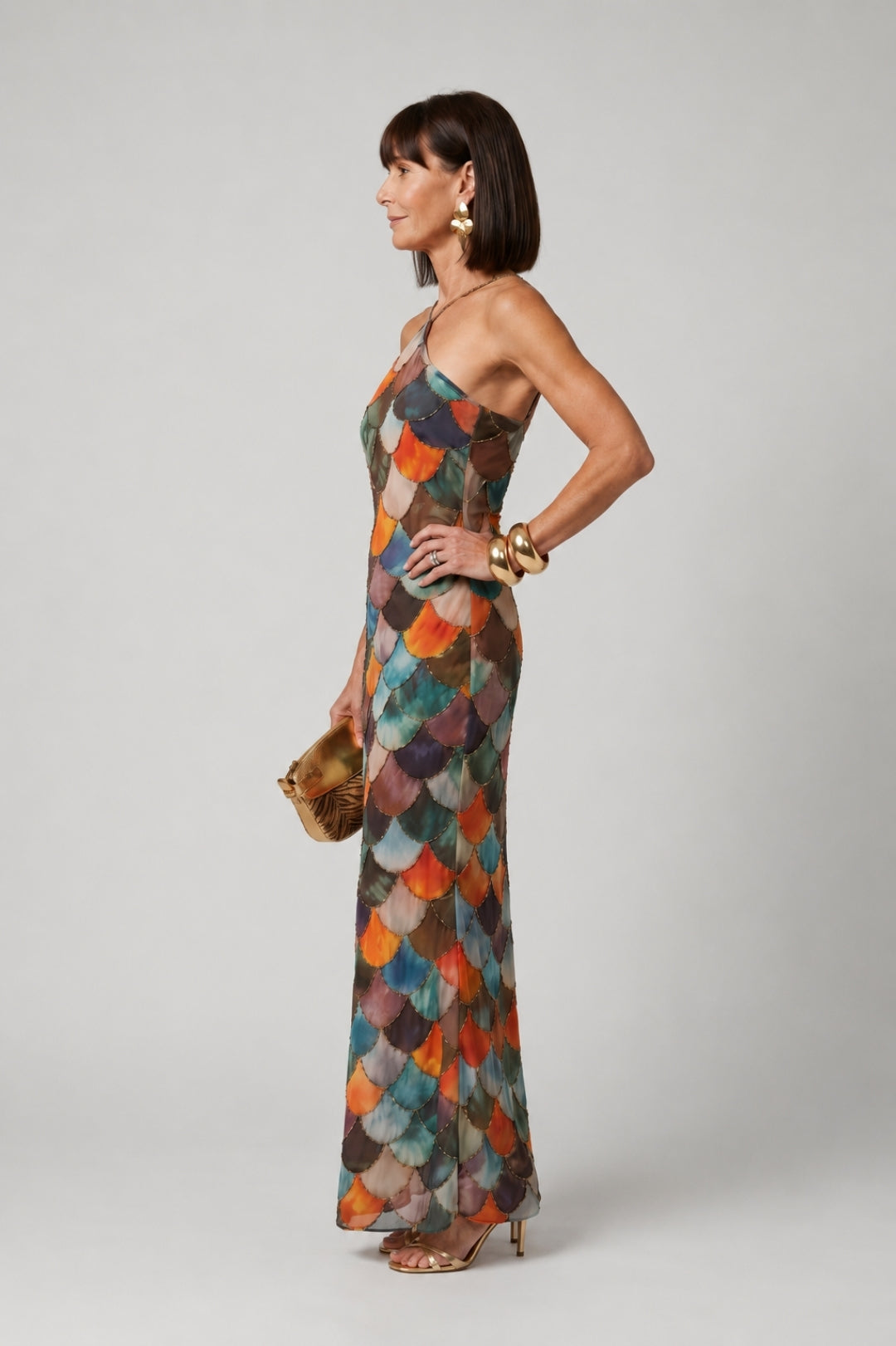 Women's Elegant Long Dress – Backless Sequin Detail