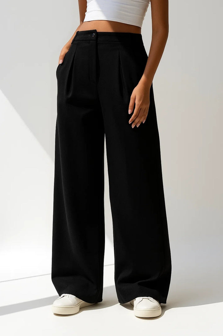 Women's High Waisted Wide Leg Pants - Rose Pink Casual Trousers