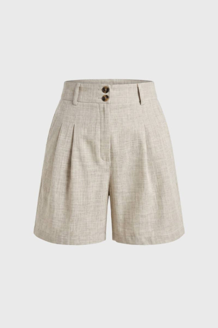 Women's Shorts | High-Waisted & Pleated | Sand Beige