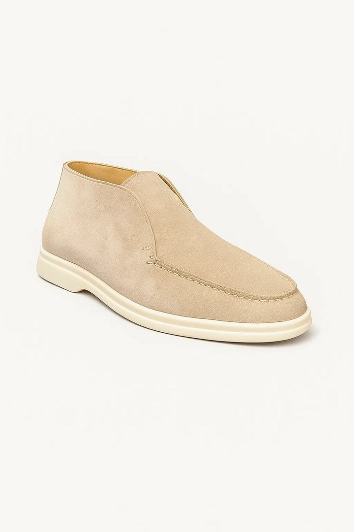 Men's Loafers | Gray Suede-Look & White Sole | Slip-On Comfort
