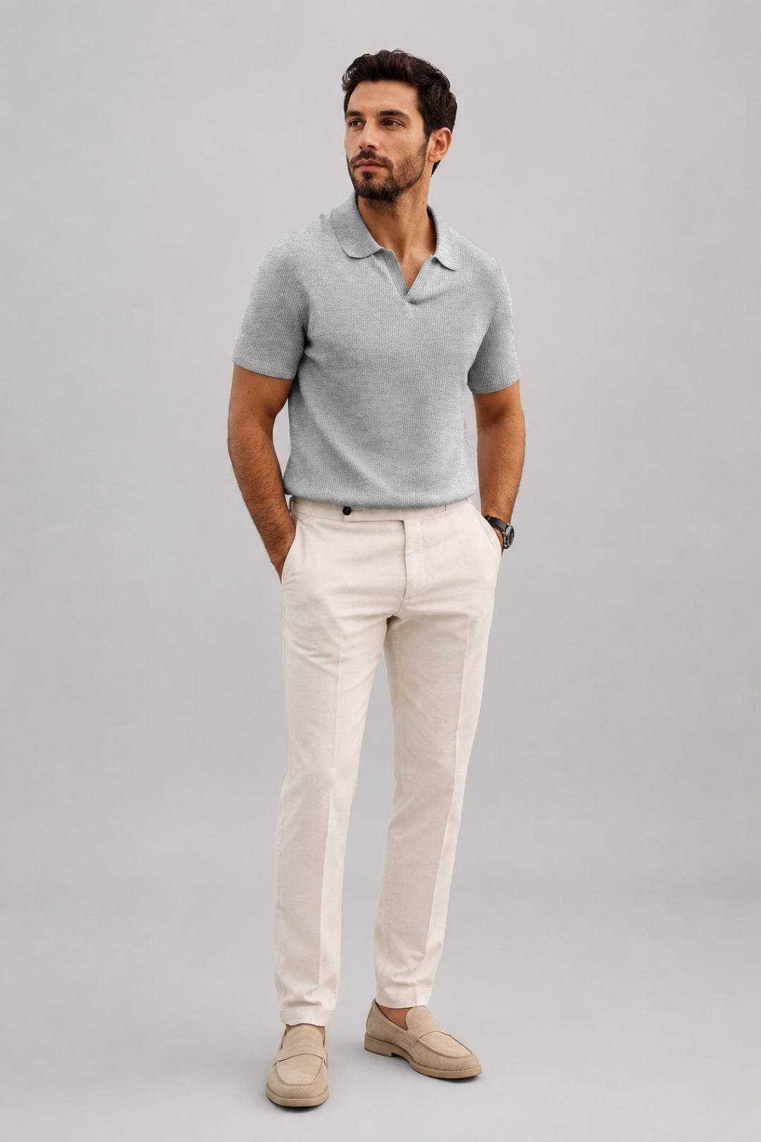 Men's Polo Shirt | Solid Color & Checkered Pattern | Comfortable Collar | Breathable & Casual