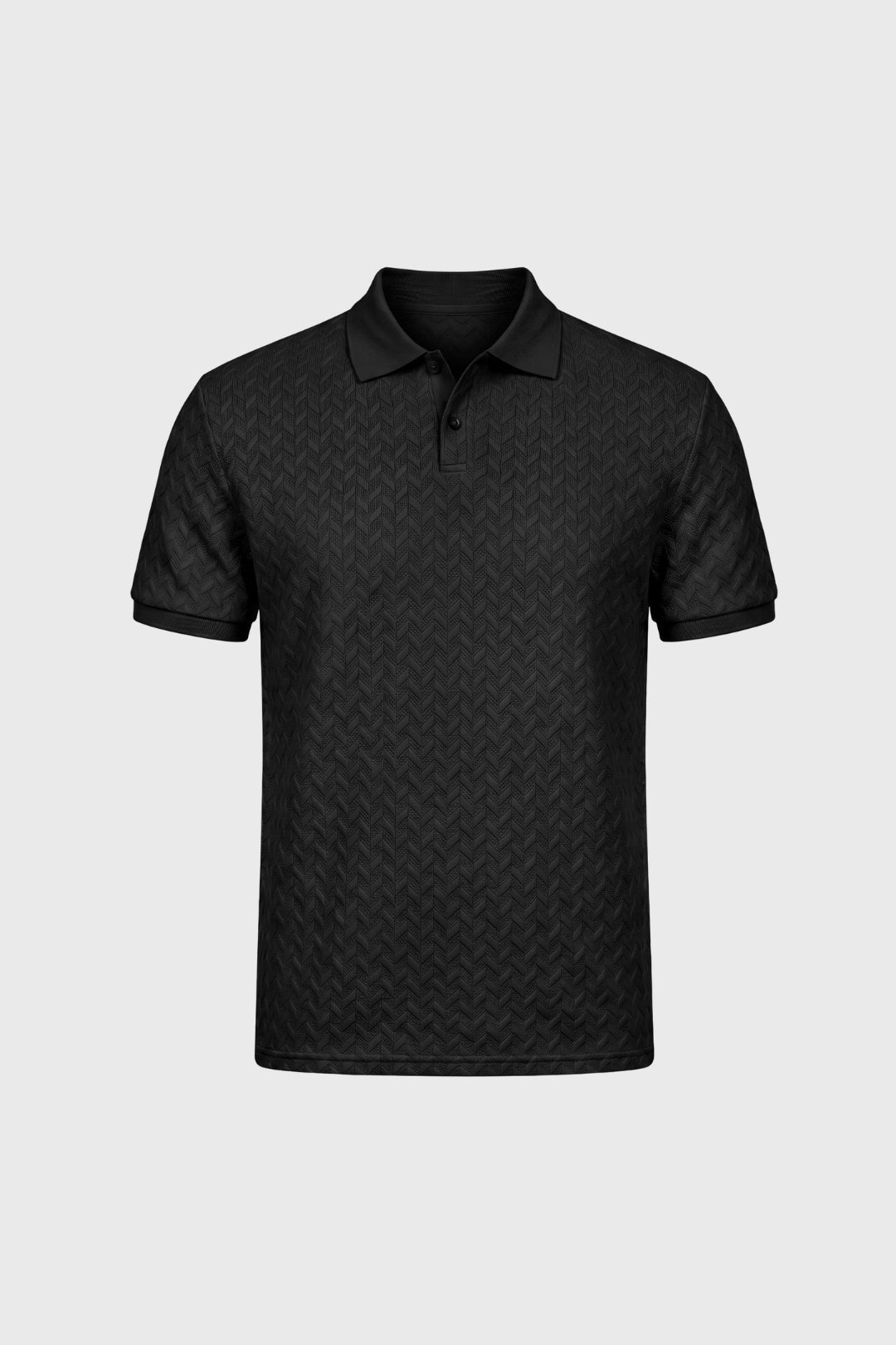Structured Men's Polo Shirt | Herringbone pattern, classic collar, and neat short sleeves