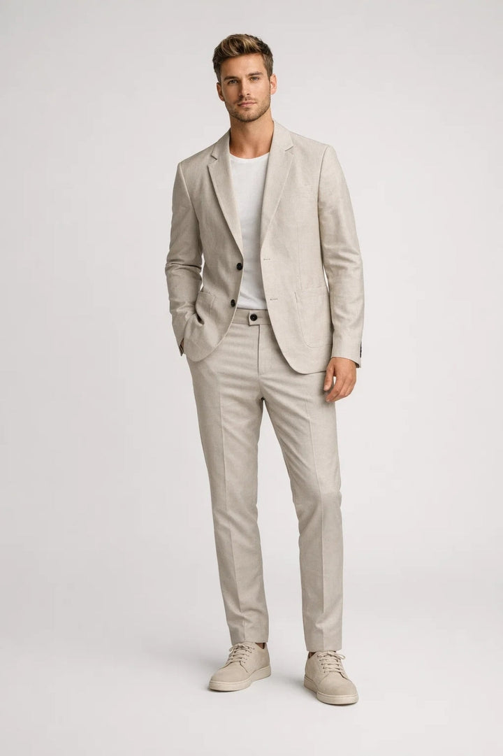 Casual-chic men's suit set | Structured fit | Button placket | Matching pants