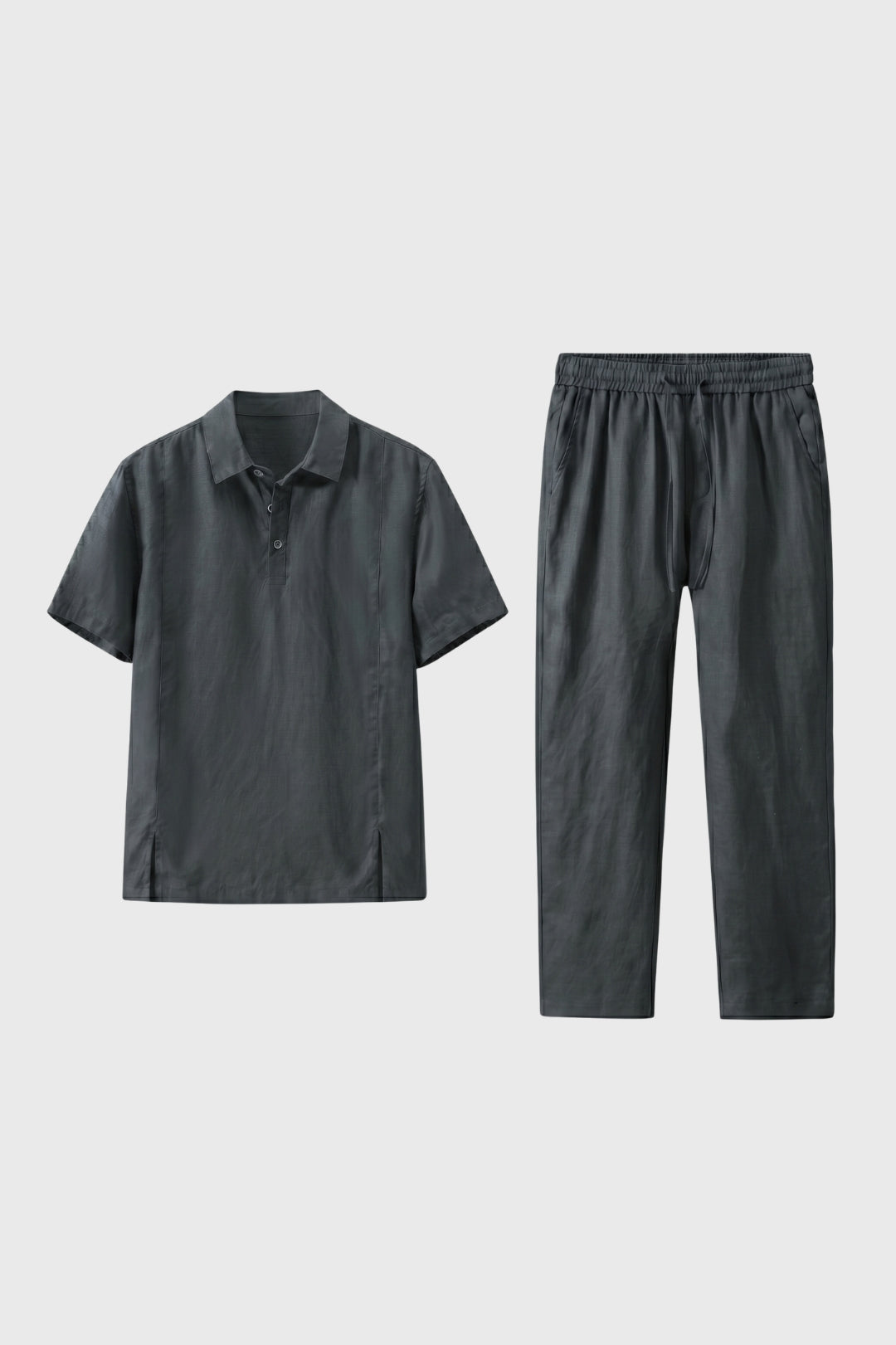 Men's 2 Piece Set - Straight Fit Short Sleeve Polo Shirt & Matching Pants - Casual Outfit