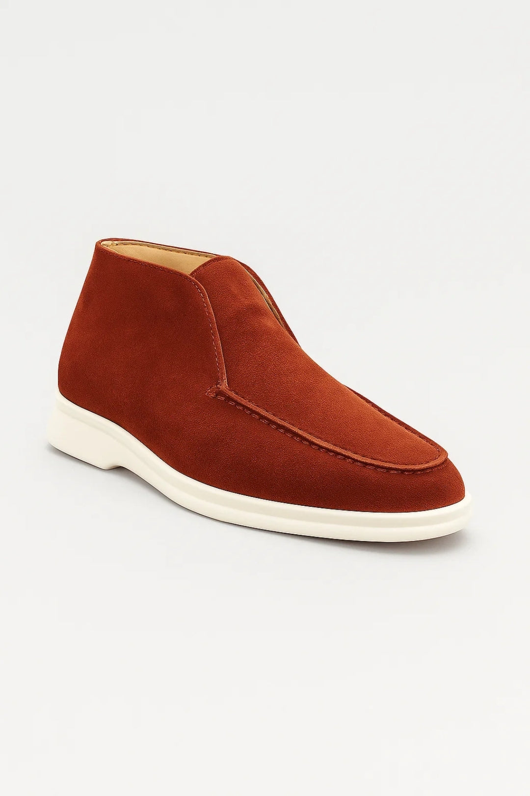 Men's Loafers | Gray Suede-Look & White Sole | Slip-On Comfort