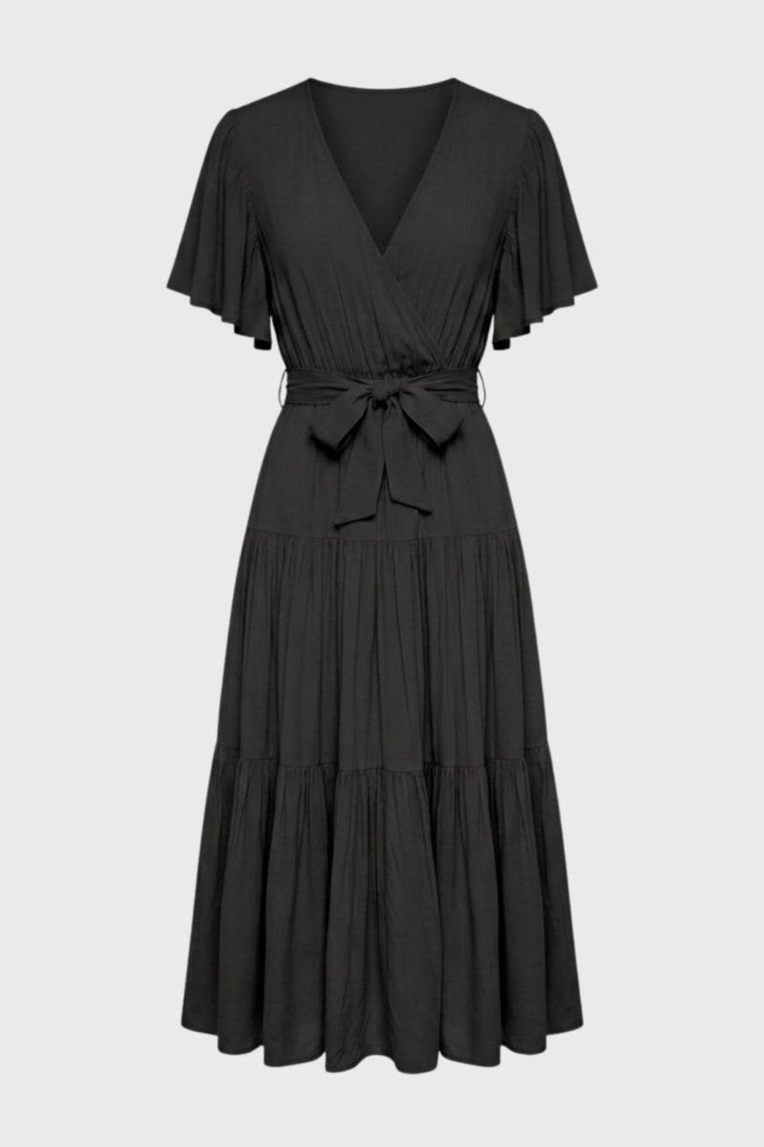 Women’s Midi Dress | Wrap Neckline & Tie Belt | Coral Red