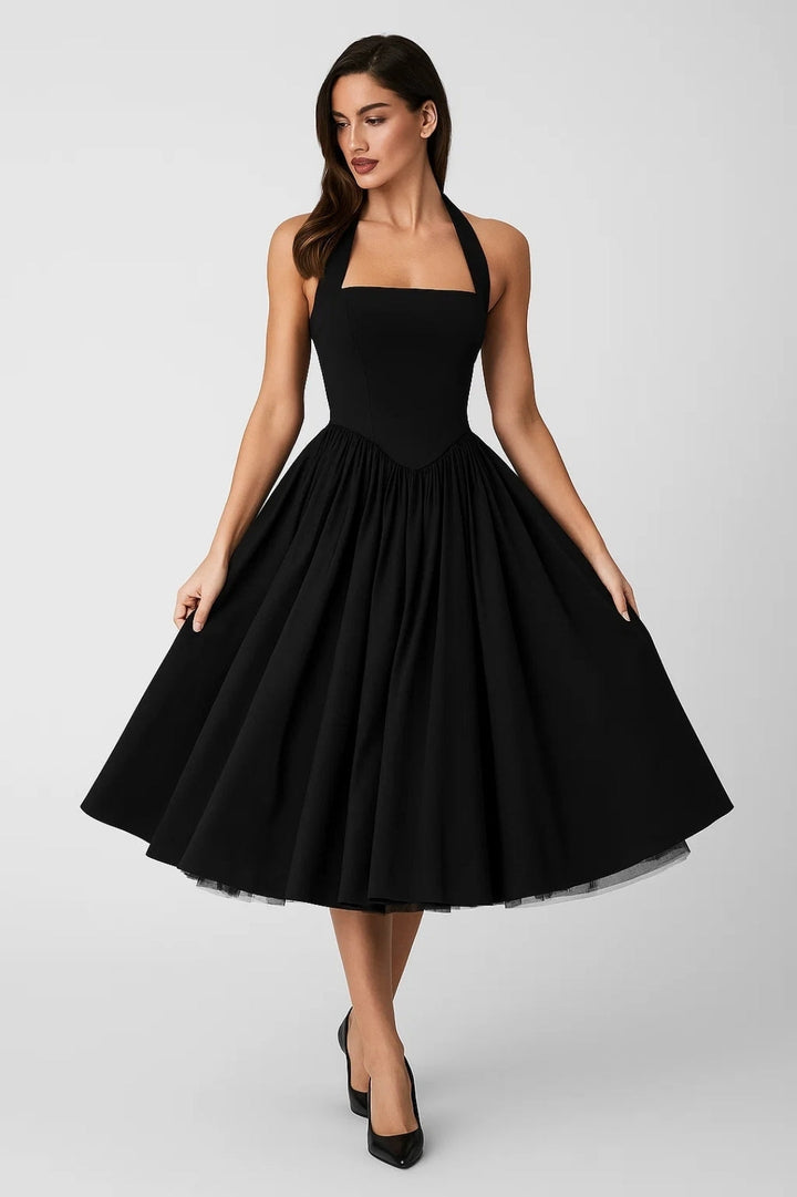 Women's Short Summer Evening Dress | White | Accented Waist | Festive and Elegant