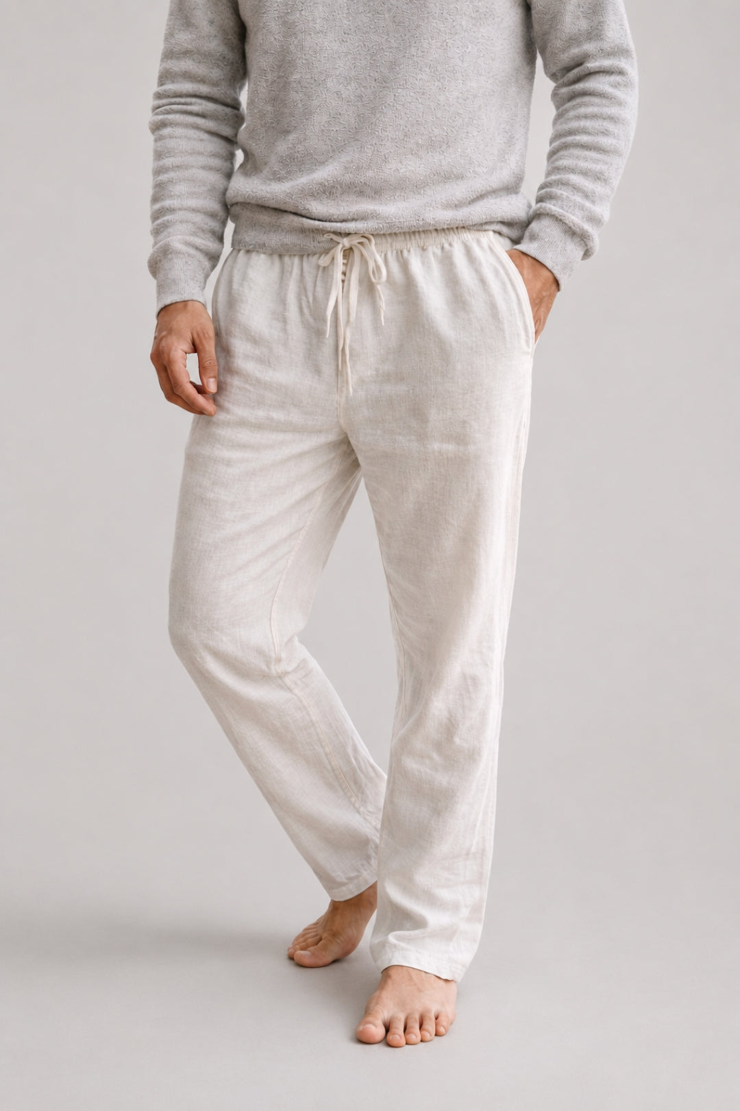 Men's Boho Linen-Style Pants | Drawstring Waist, Side Pockets