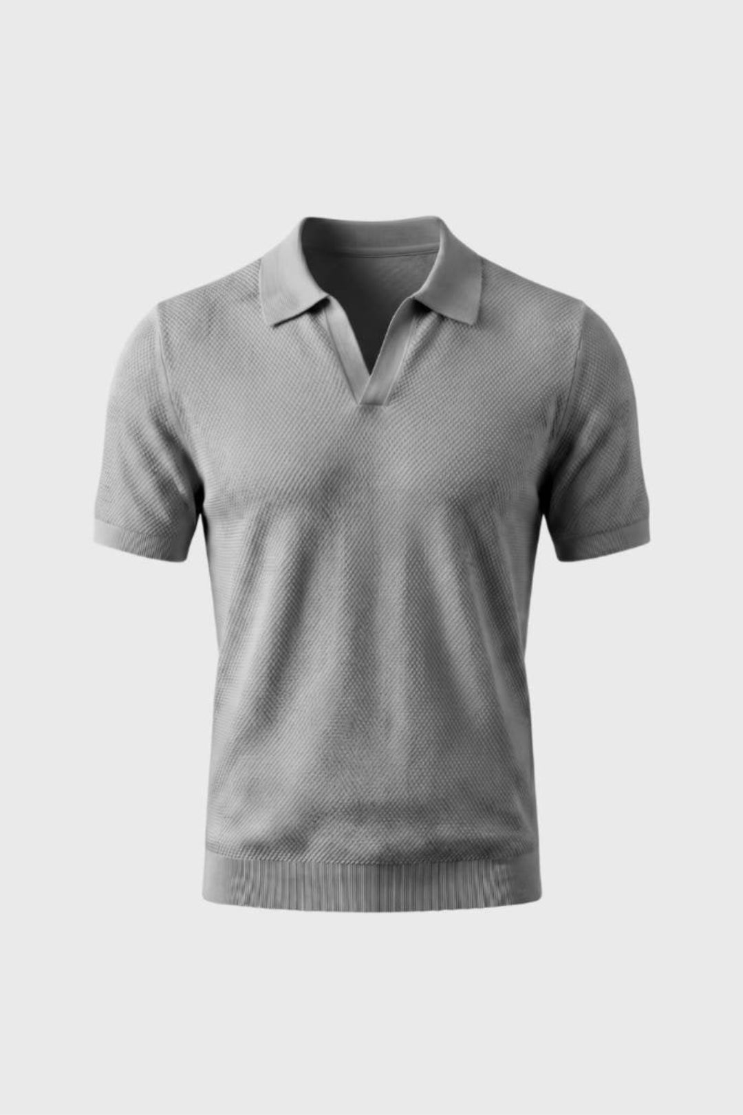 Men's Polo Shirt - Textured Knit with Classic Collar - Sky Blue