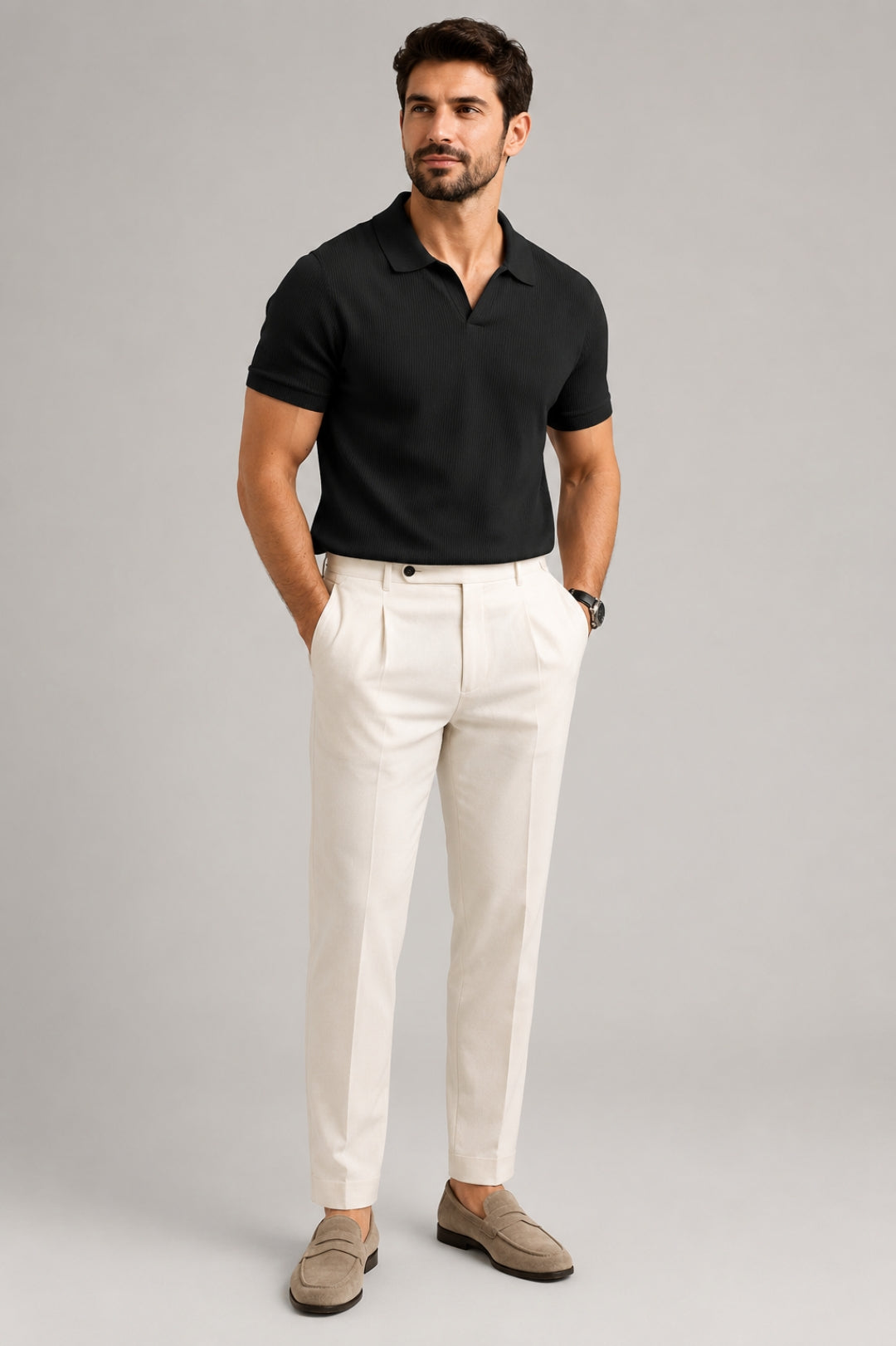 Men's Polo Shirt | Solid Color & Checkered Pattern | Comfortable Collar | Breathable & Casual