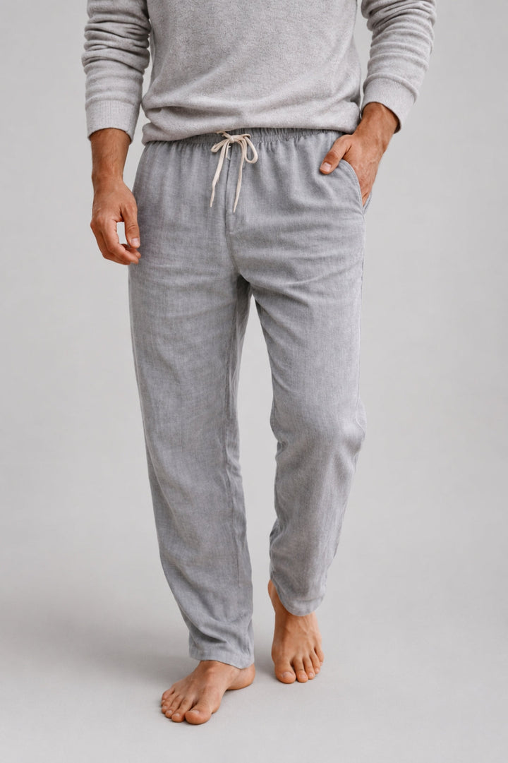 Men's Boho Linen-Style Pants | Drawstring Waist, Side Pockets