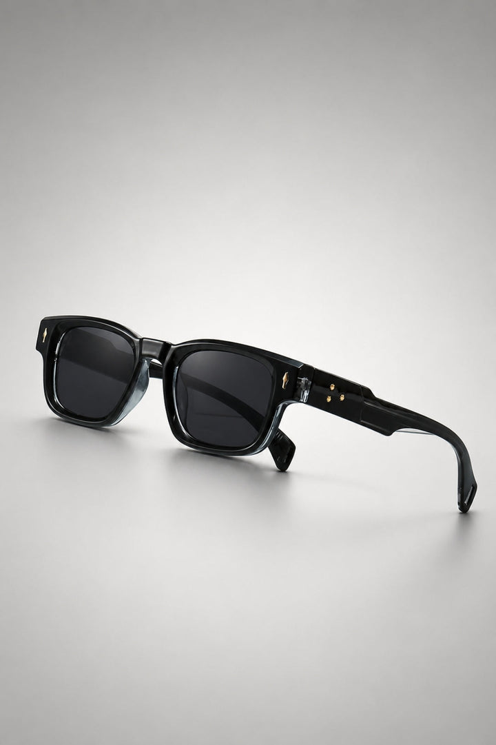 Men's Sunglasses, Rectangular Fit | Gray Acetate-Look Frame, Polarized Lenses, and UV400 Protection