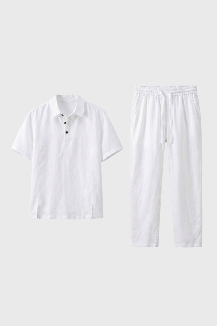 Men's 2 Piece Set - Straight Fit Short Sleeve Polo Shirt & Matching Pants - Casual Outfit