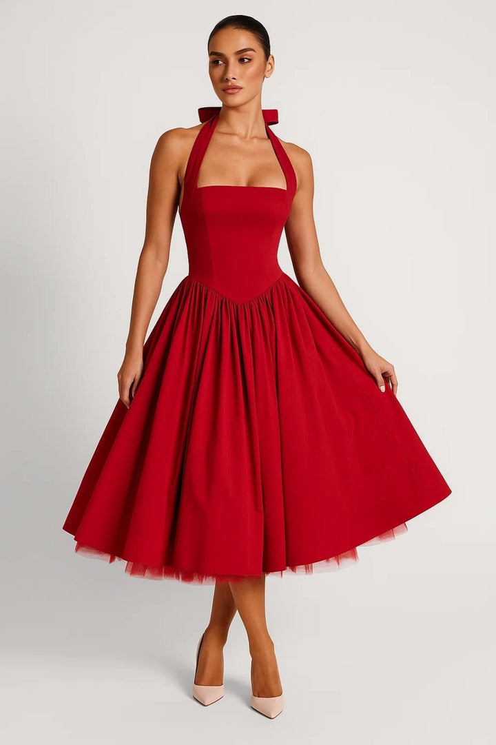 Women's Short Summer Evening Dress | White | Accented Waist | Festive and Elegant
