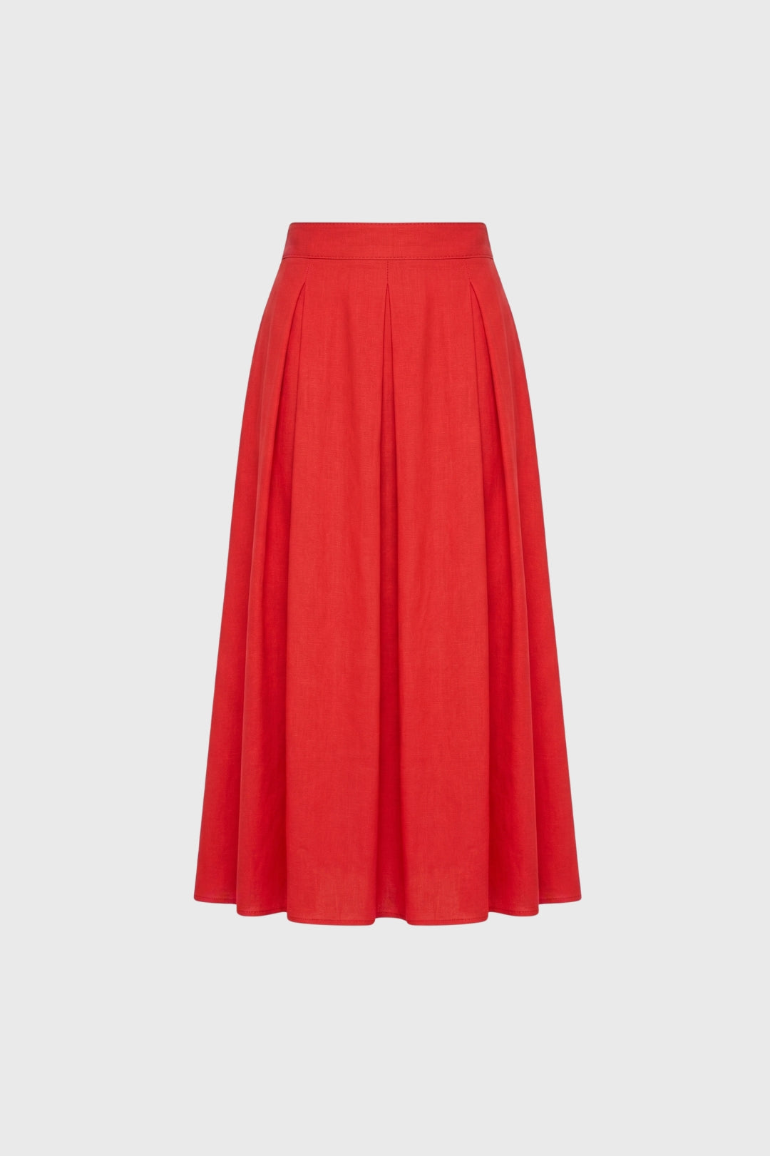 Women's Red Midi Skirt - A-Line & Elegant