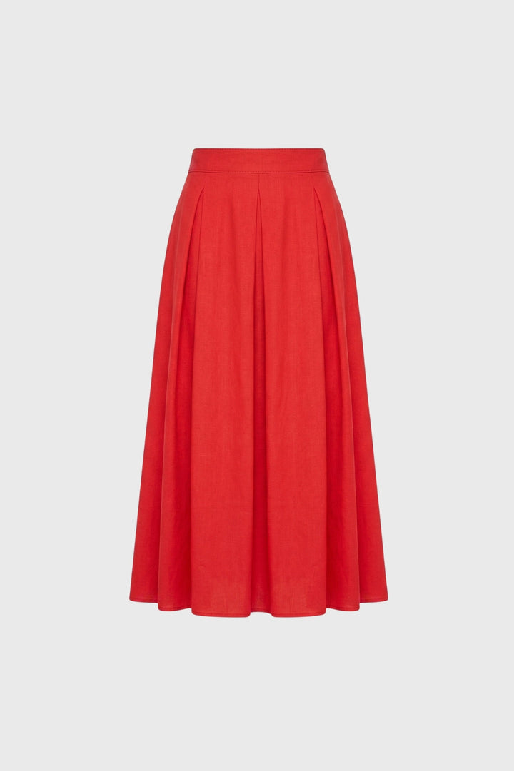 Women's Red Midi Skirt - A-Line & Elegant